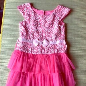 Girls pink lace party dress